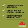 Acana Sport & Agility Dog Food benefits graphic highlighting fresh chicken, balanced botanicals, and recipes for all life stages