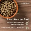 Bowl of Diamond Naturals Skin & Coat Salmon & Potato Dog Food kibble with message highlighting probiotics for digestion and all life stages