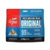 Front of Orijen Original Freeze-Dried Dog Treats bag featuring high-protein recipe made with free-run poultry and wild-caught flounder
