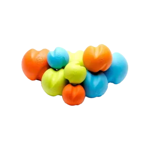 Smart Tac K9 training balls in orange, blue and green for search and rescue dogs