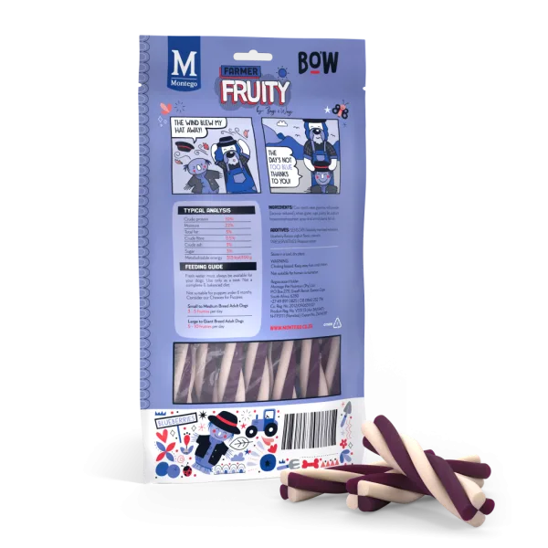 BWFBBY120_BLUEBERRY FRUITIES POUCH BACK RGB 4500px Montego Bags O' Wags Fruities Blueberry & Yoghurt